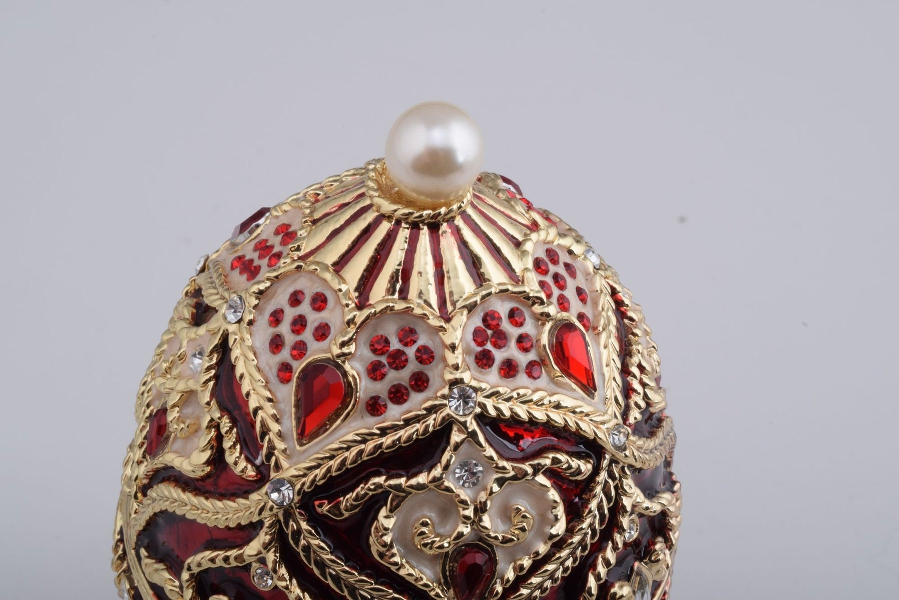 Keren Kopal Red Faberge Style Music Playing Egg