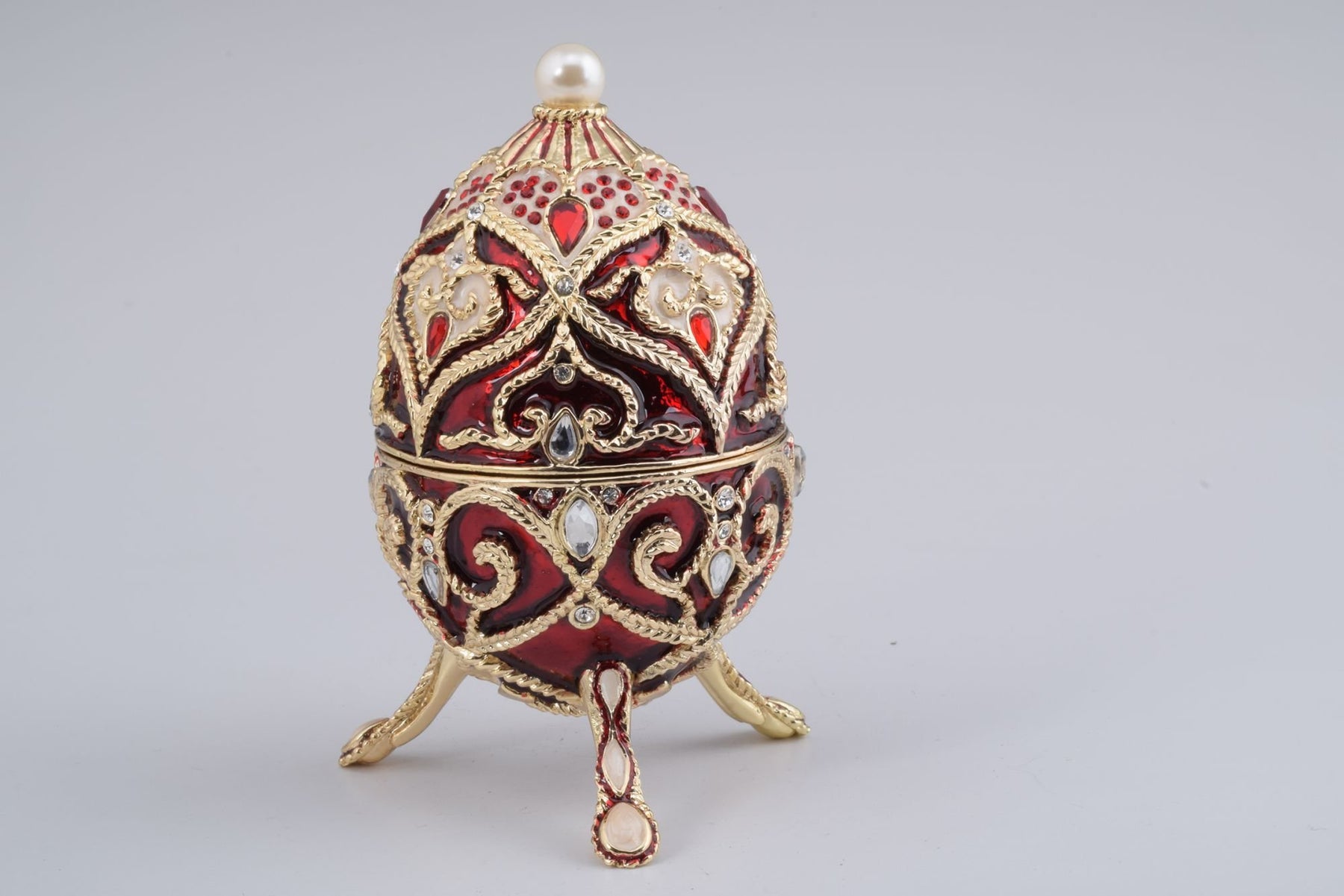 Keren Kopal Red Faberge Style Music Playing Egg