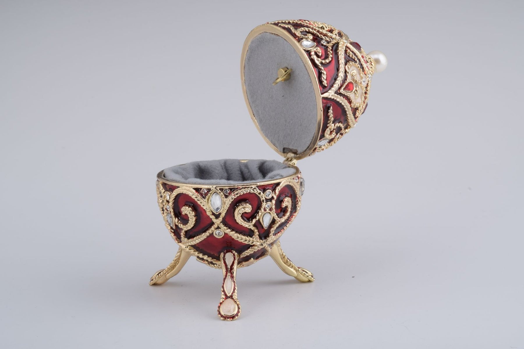Keren Kopal Red Faberge Style Music Playing Egg