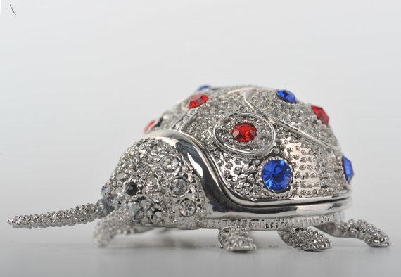 Keren Kopal Silver Beetle with Red & Blue Spots