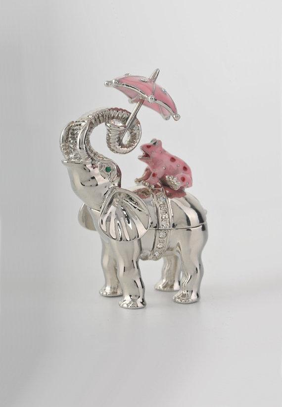 Keren Kopal Silver Elephant Holding an Umbrella