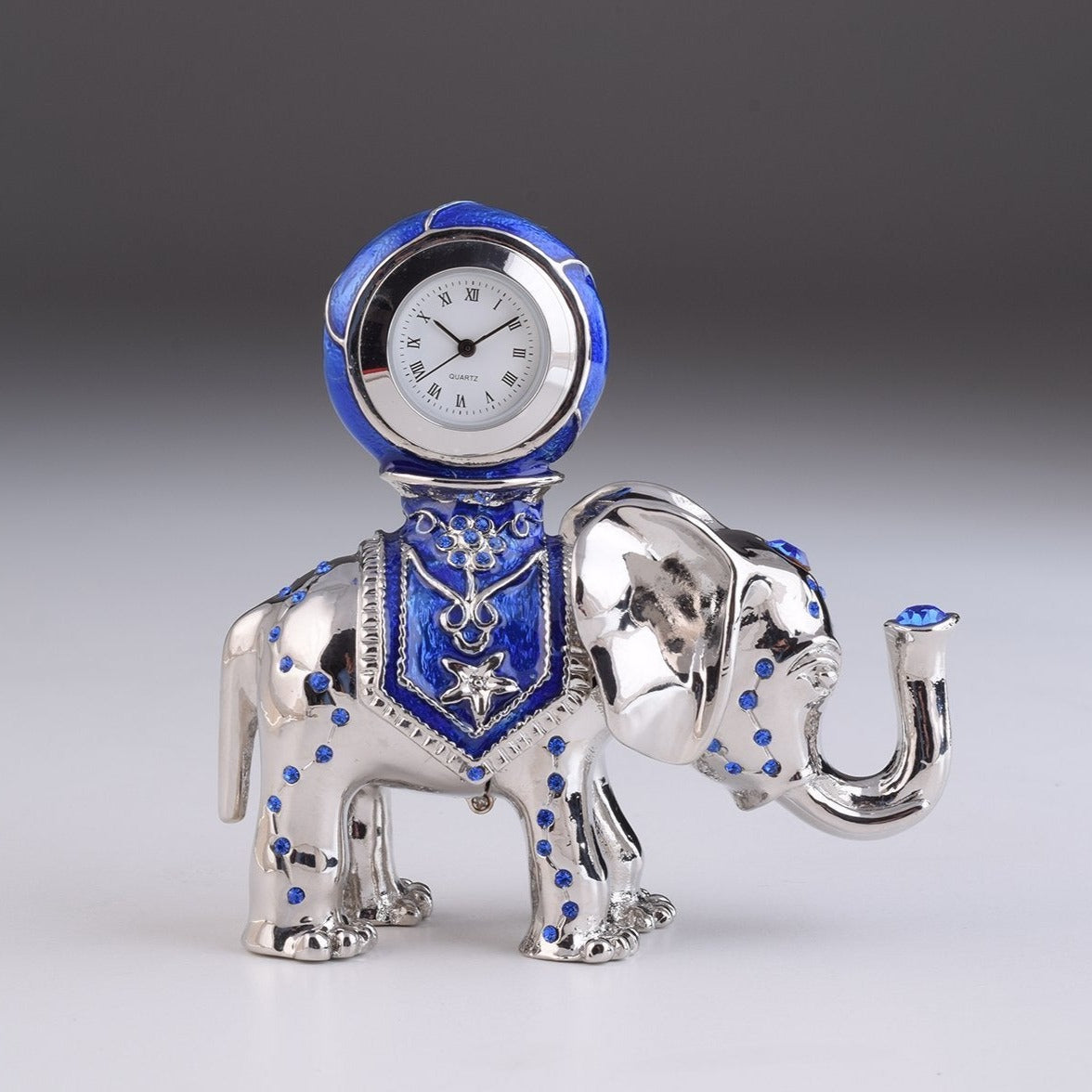 Keren Kopal Silver Elephant with Clock