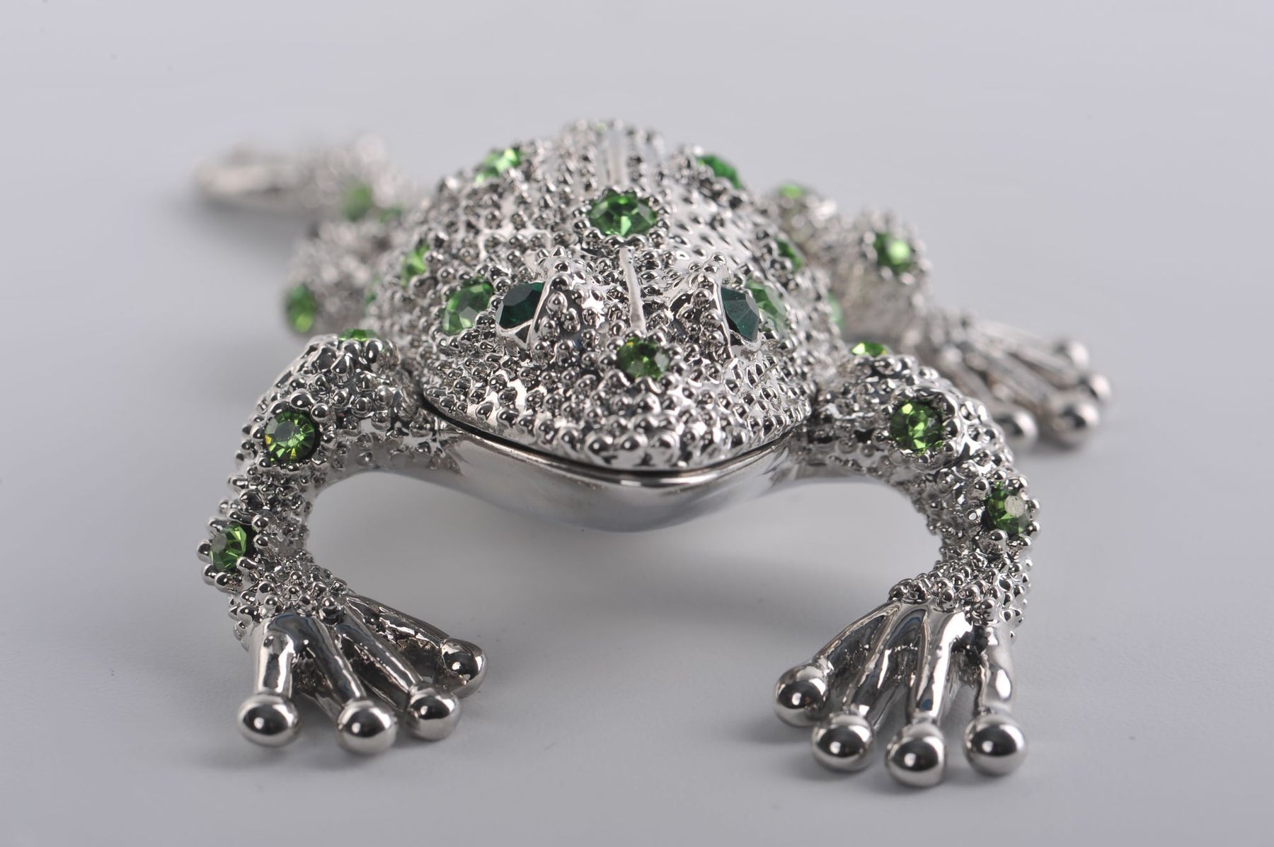 Keren Kopal Silver Frog with Green Crystals