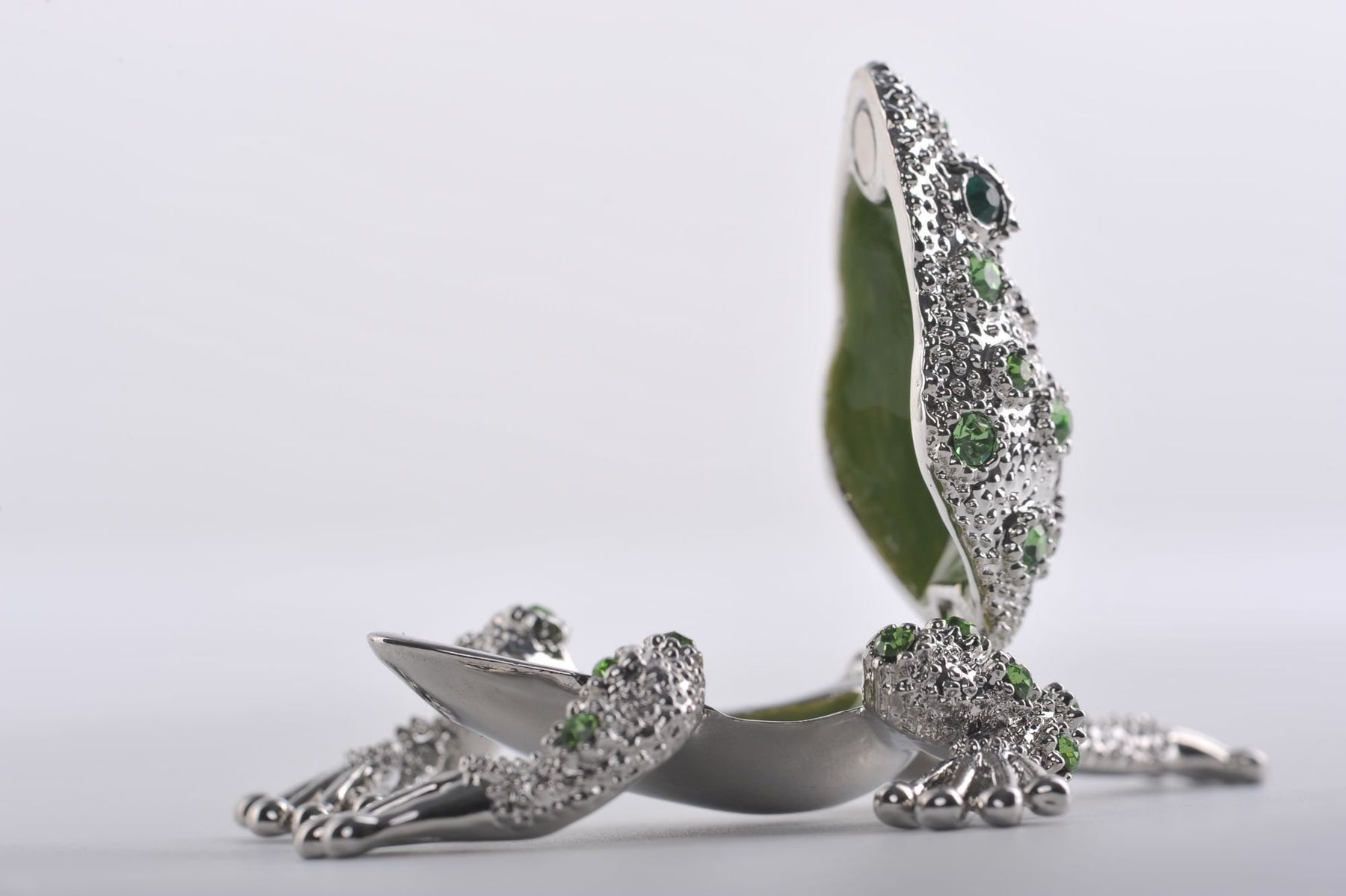 Keren Kopal Silver Frog with Green Crystals