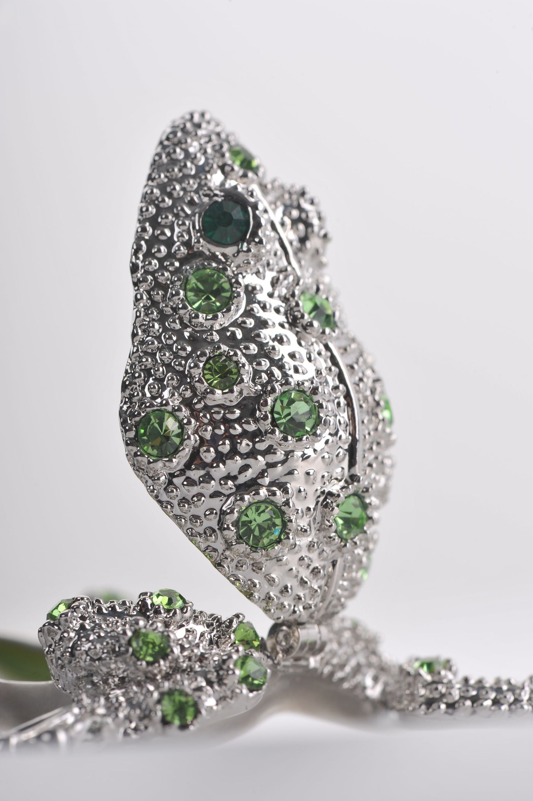 Keren Kopal Silver Frog with Green Crystals