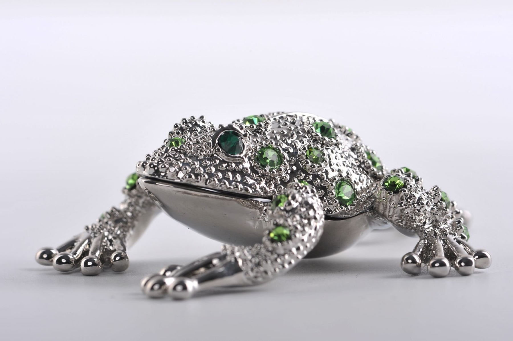 Keren Kopal Silver Frog with Green Crystals