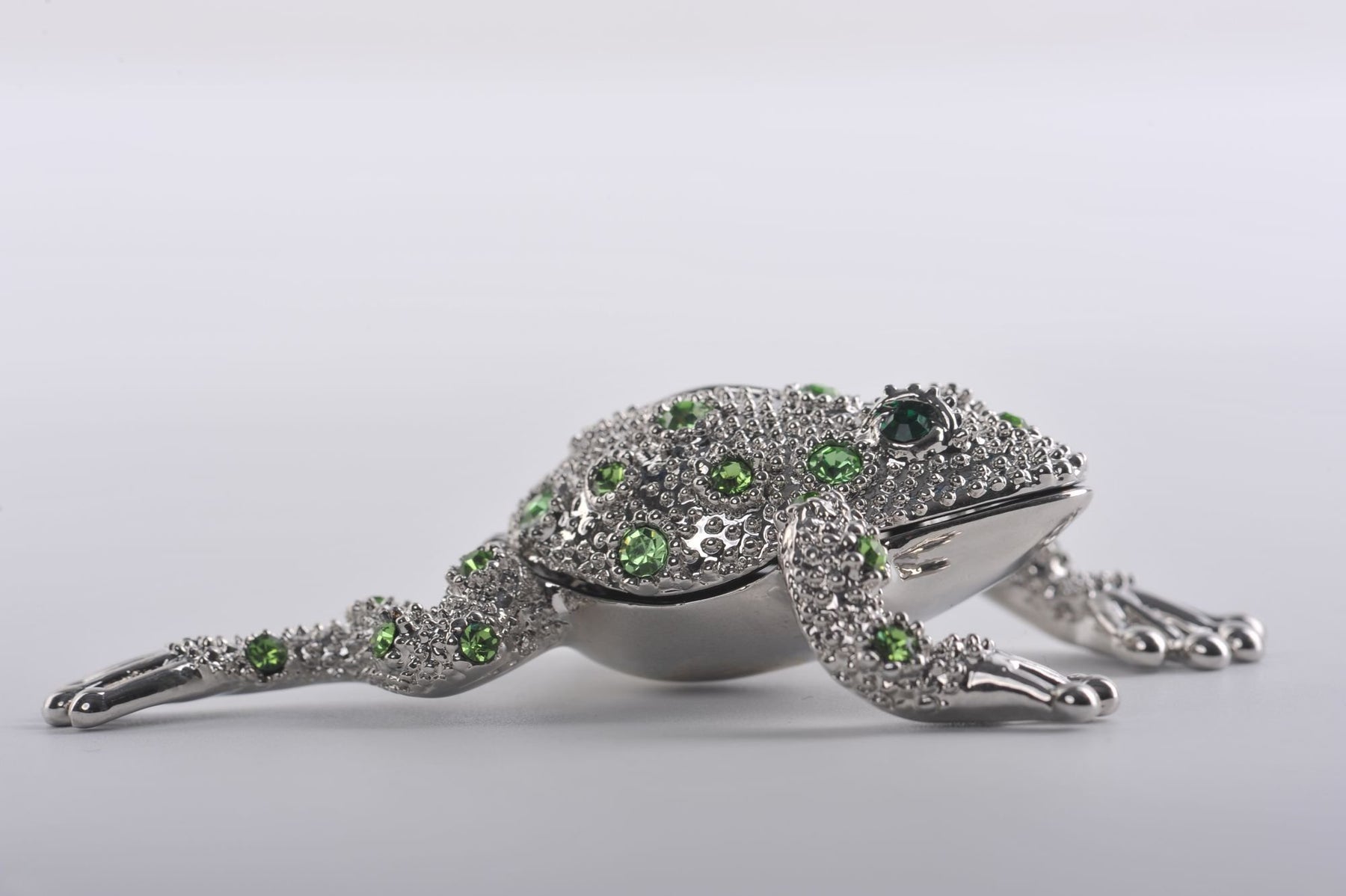 Keren Kopal Silver Frog with Green Crystals