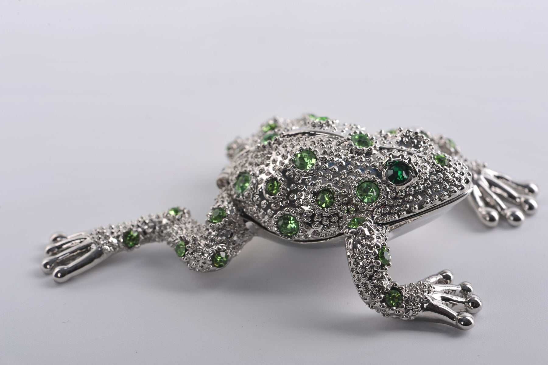 Keren Kopal Silver Frog with Green Crystals