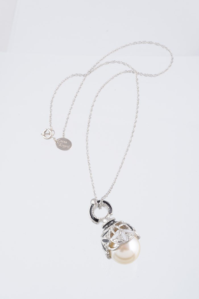Keren Kopal Silver & Black Pearl Egg Pendant Necklace