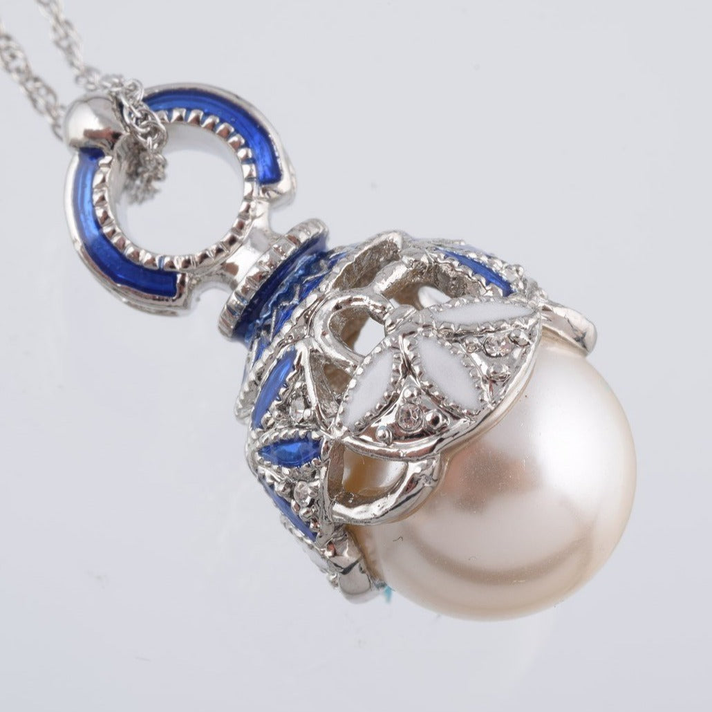 Keren Kopal Silver & Blue Pearl Egg Pendant Necklace
