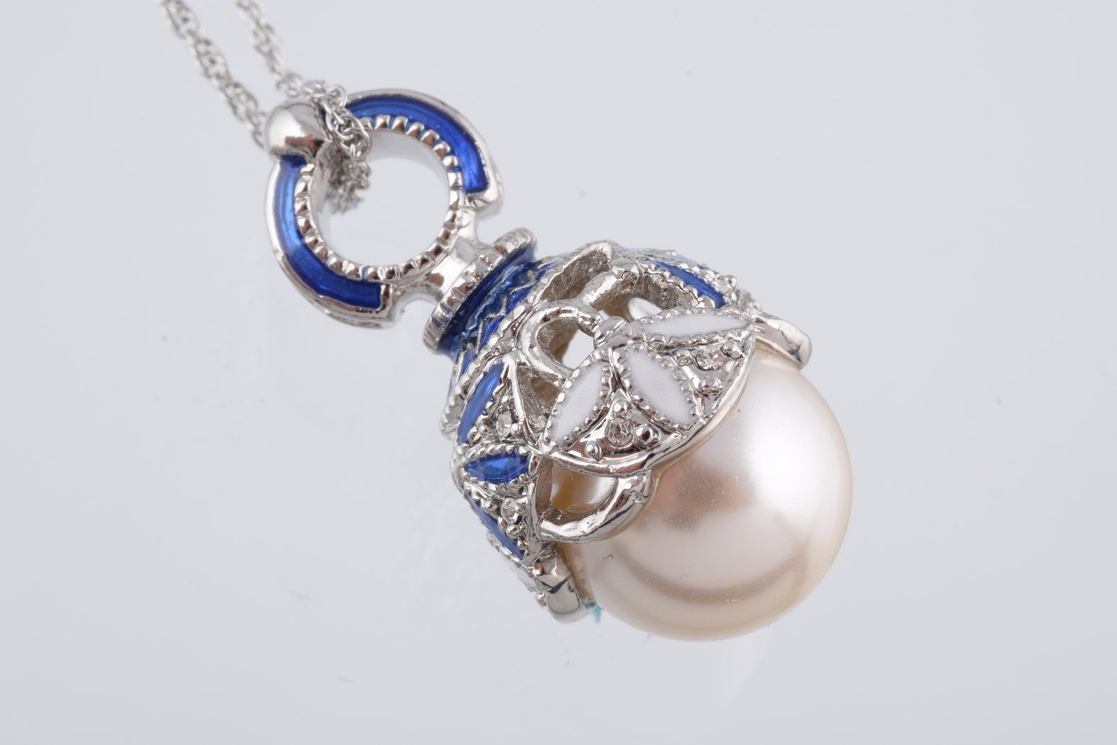 Keren Kopal Silver & Blue Pearl Egg Pendant Necklace