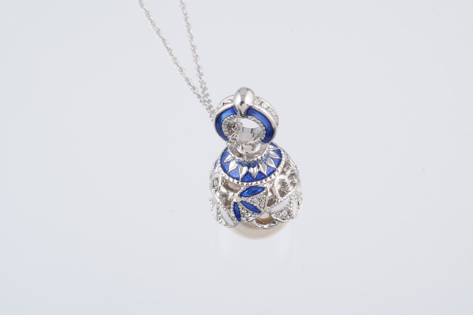 Keren Kopal Silver & Blue Pearl Egg Pendant Necklace