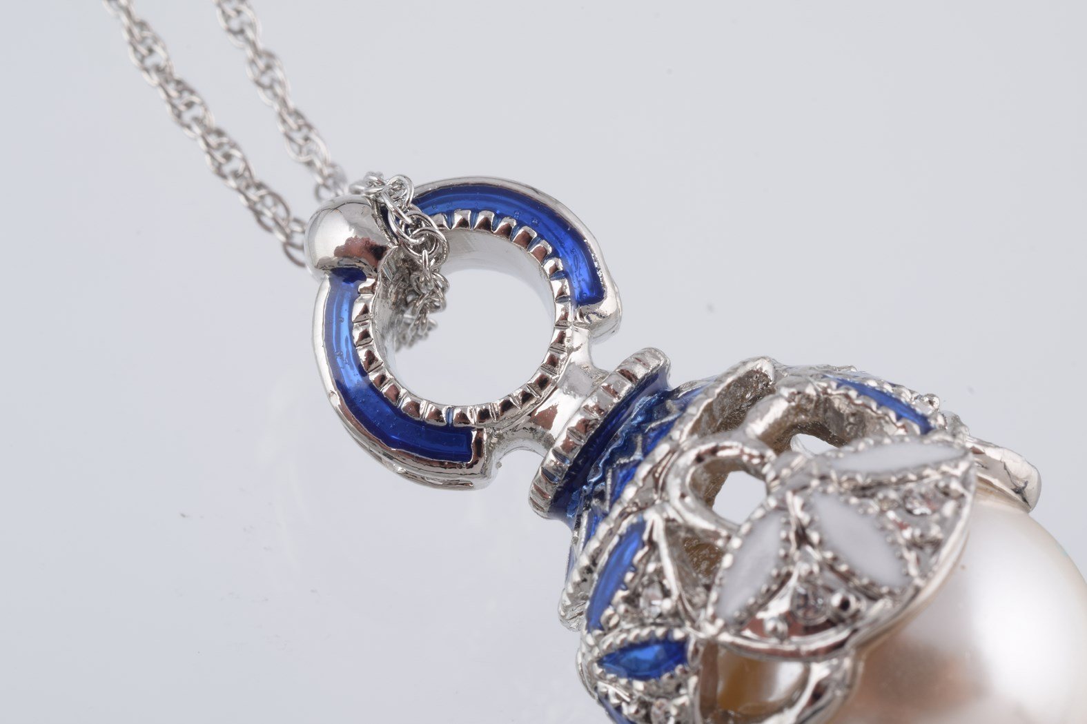 Keren Kopal Silver & Blue Pearl Egg Pendant Necklace