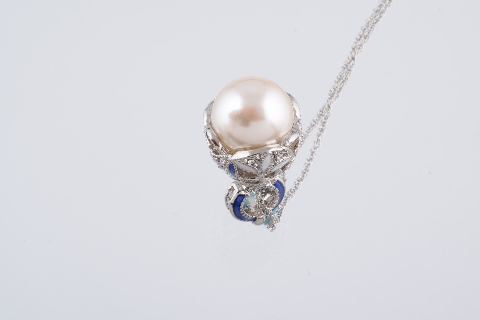 Keren Kopal Silver & Blue Pearl Egg Pendant Necklace