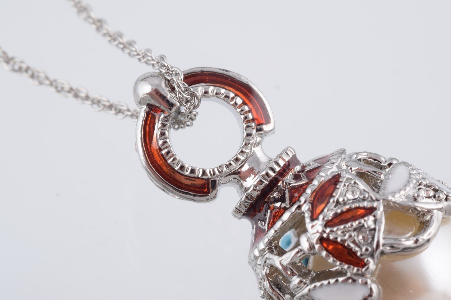 Keren Kopal Silver & Red Pearl Egg Pendant Necklace