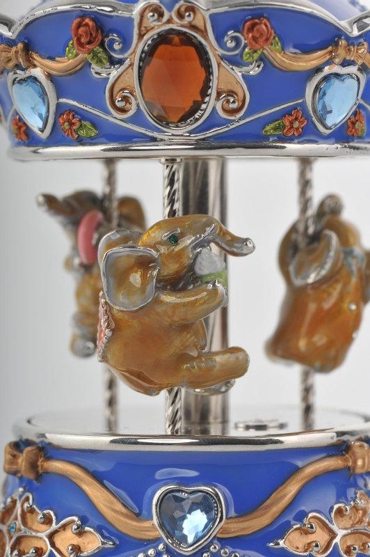 Keren Kopal Spinning Music Playing Blue Elephants Carousel