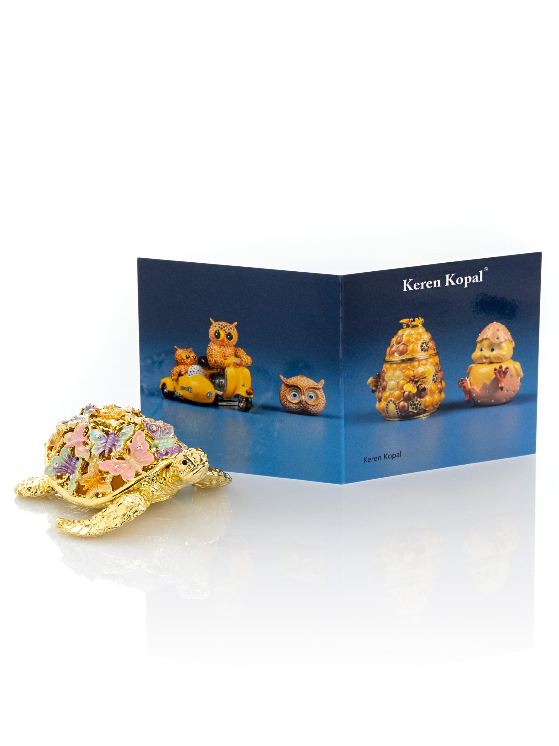Keren Kopal Golden Turtle Decorated with butterflies