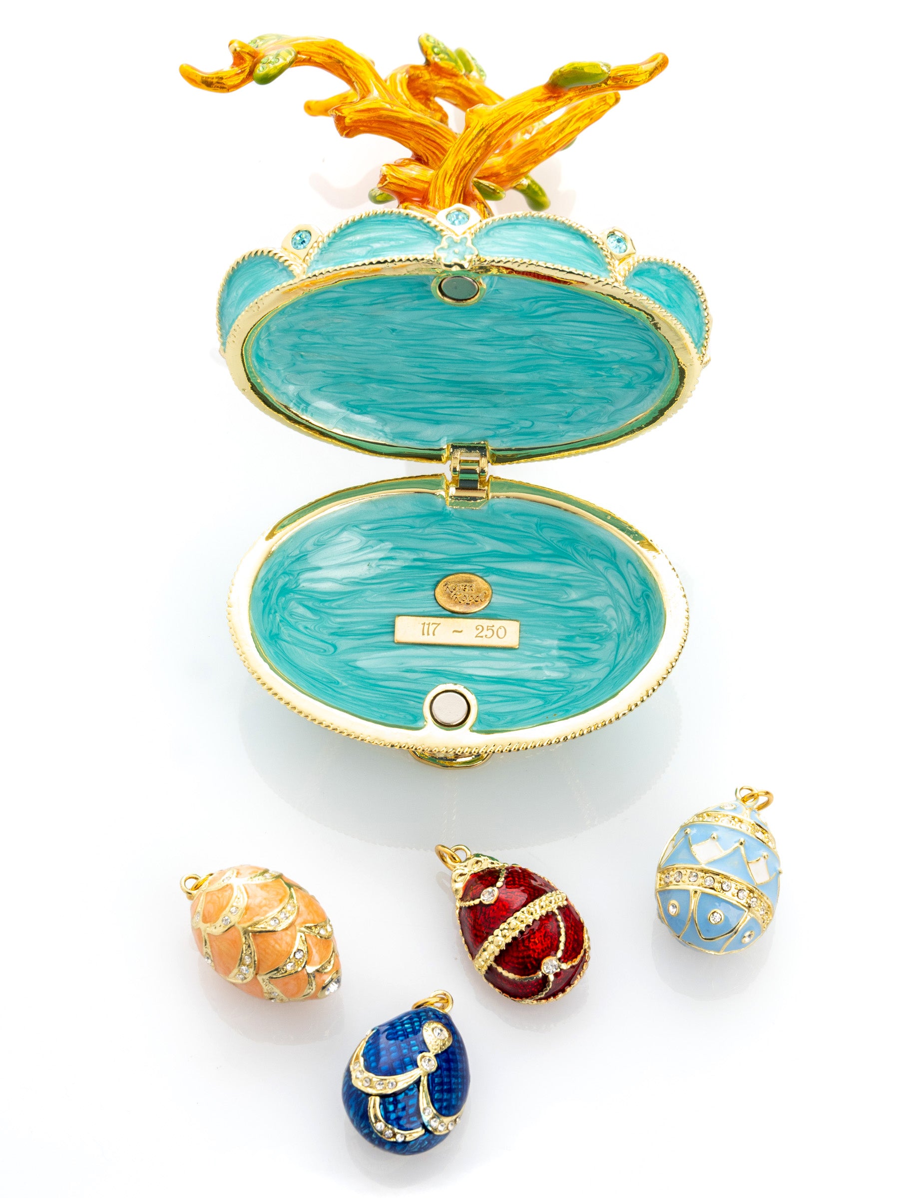 Keren Kopal Faberge Egg Pendant Necklaces Tree