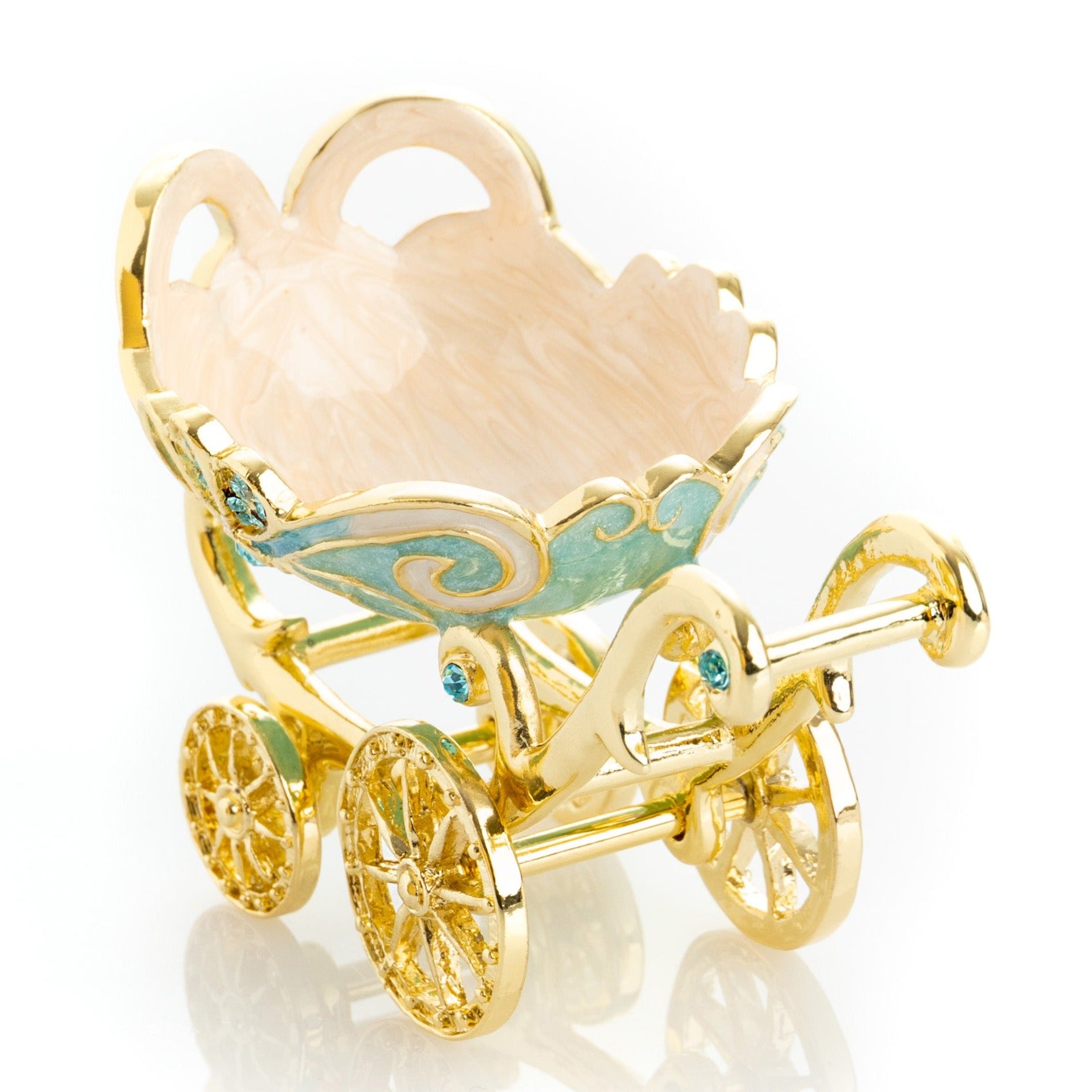 Keren Kopal Turquoise vintage Baby Carriage Trinket Box stroller