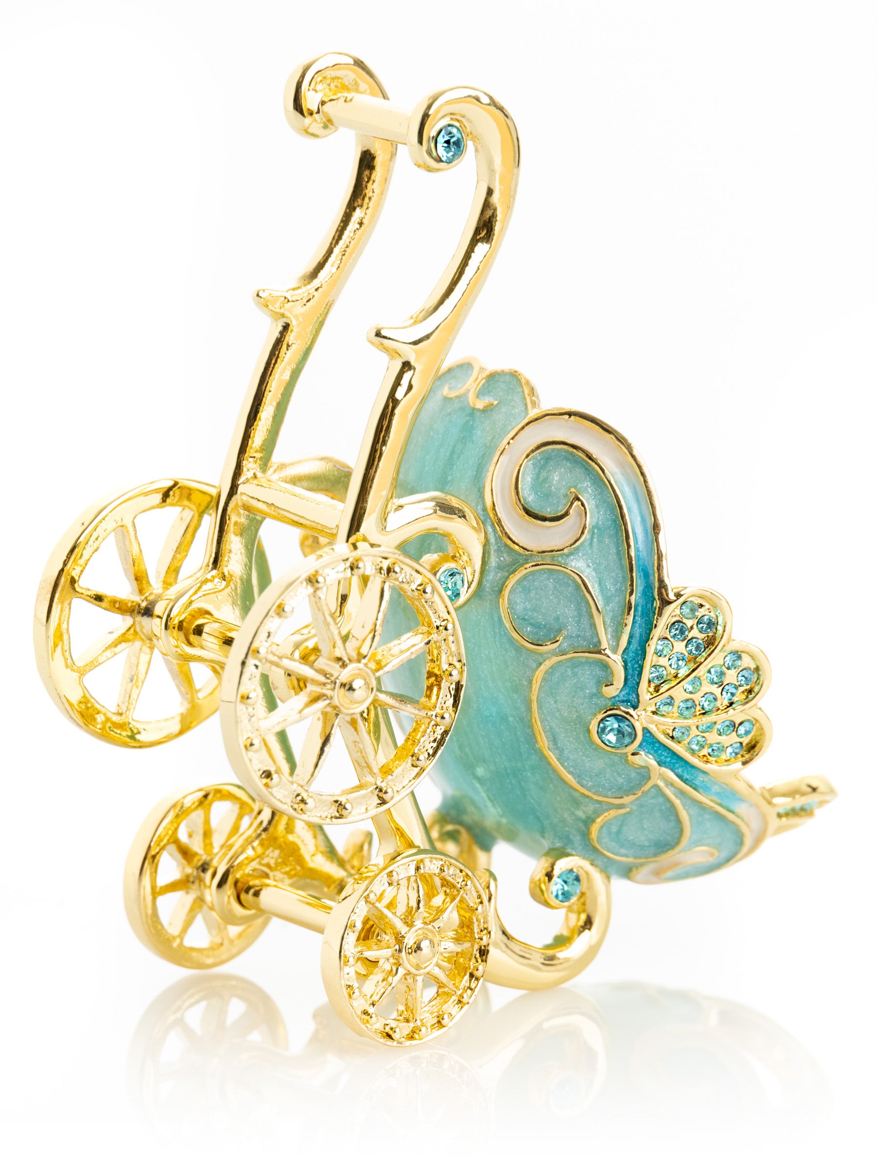 Keren Kopal Turquoise vintage Baby Carriage Trinket Box stroller