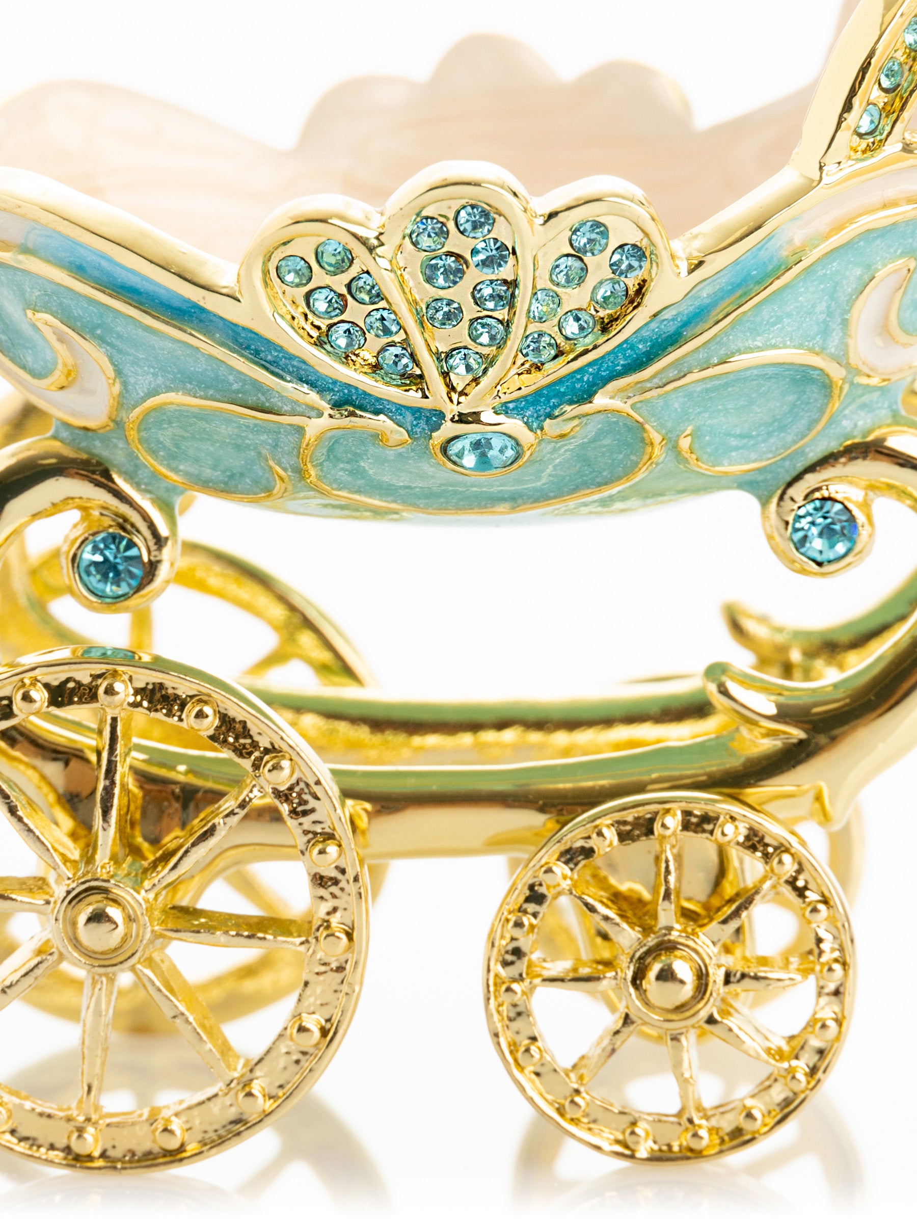 Keren Kopal Turquoise vintage Baby Carriage Trinket Box stroller