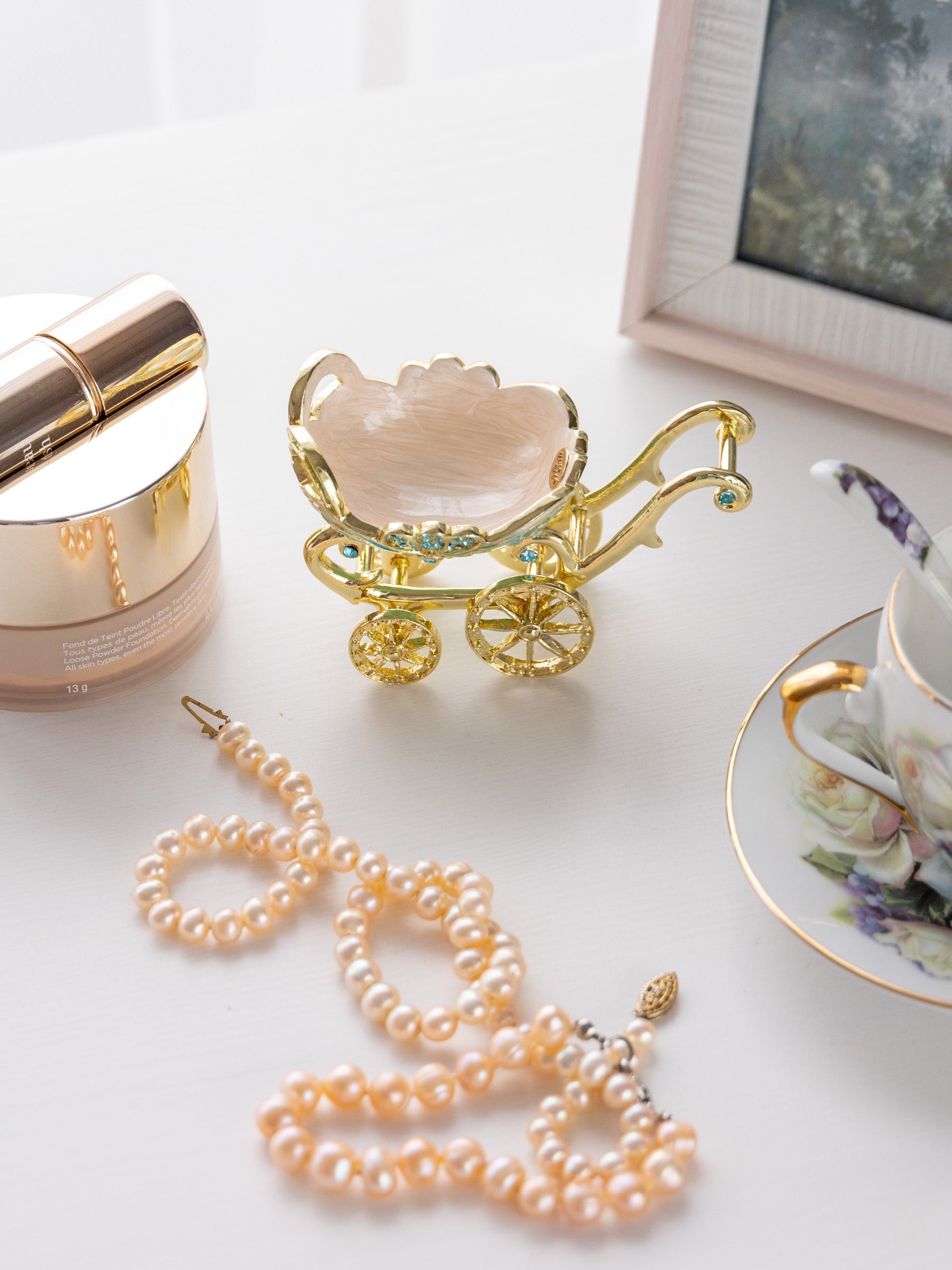 Keren Kopal Turquoise vintage Baby Carriage Trinket Box stroller