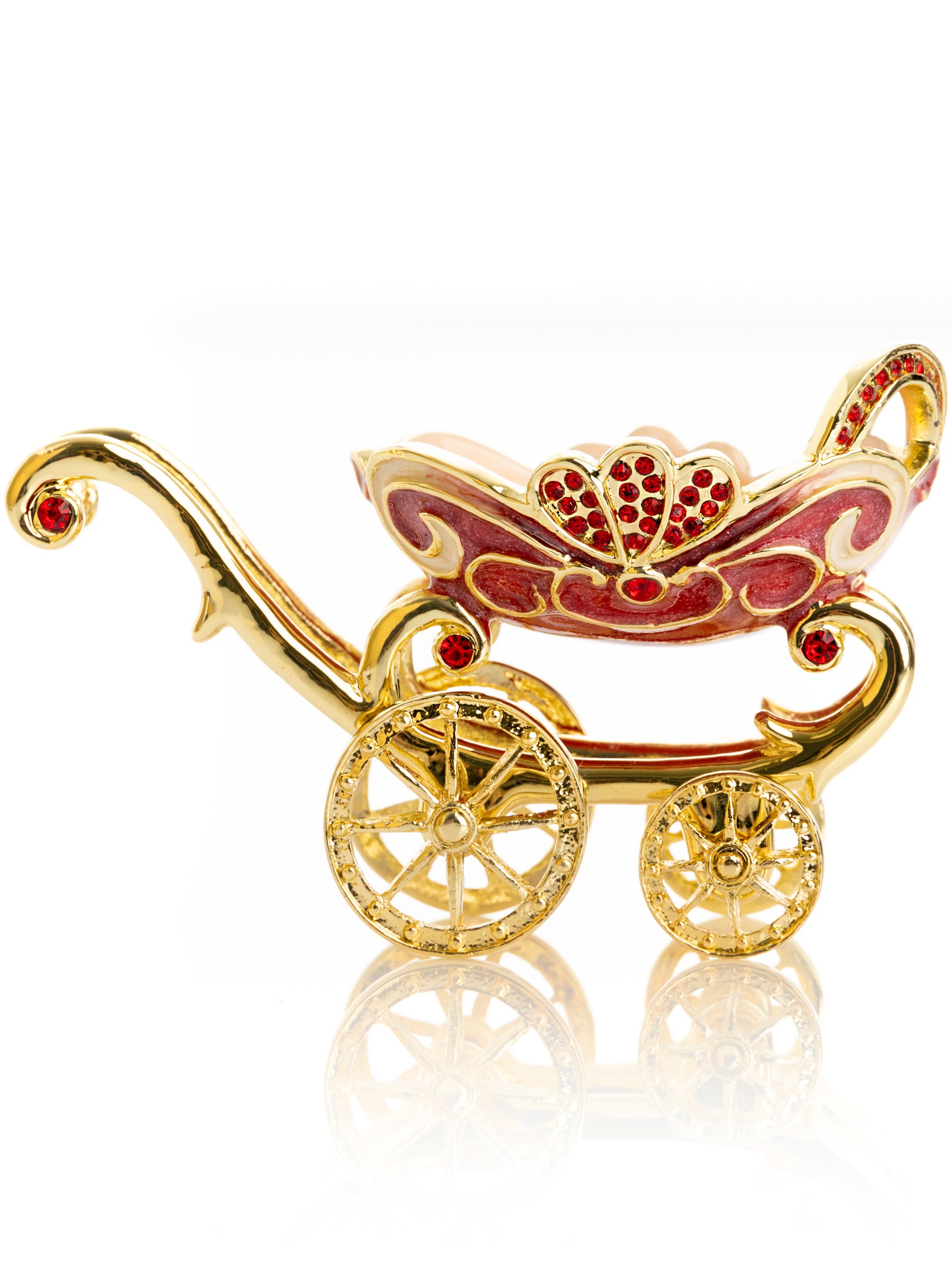 Keren Kopal Red vintage Baby Carriage Trinket Box stroller