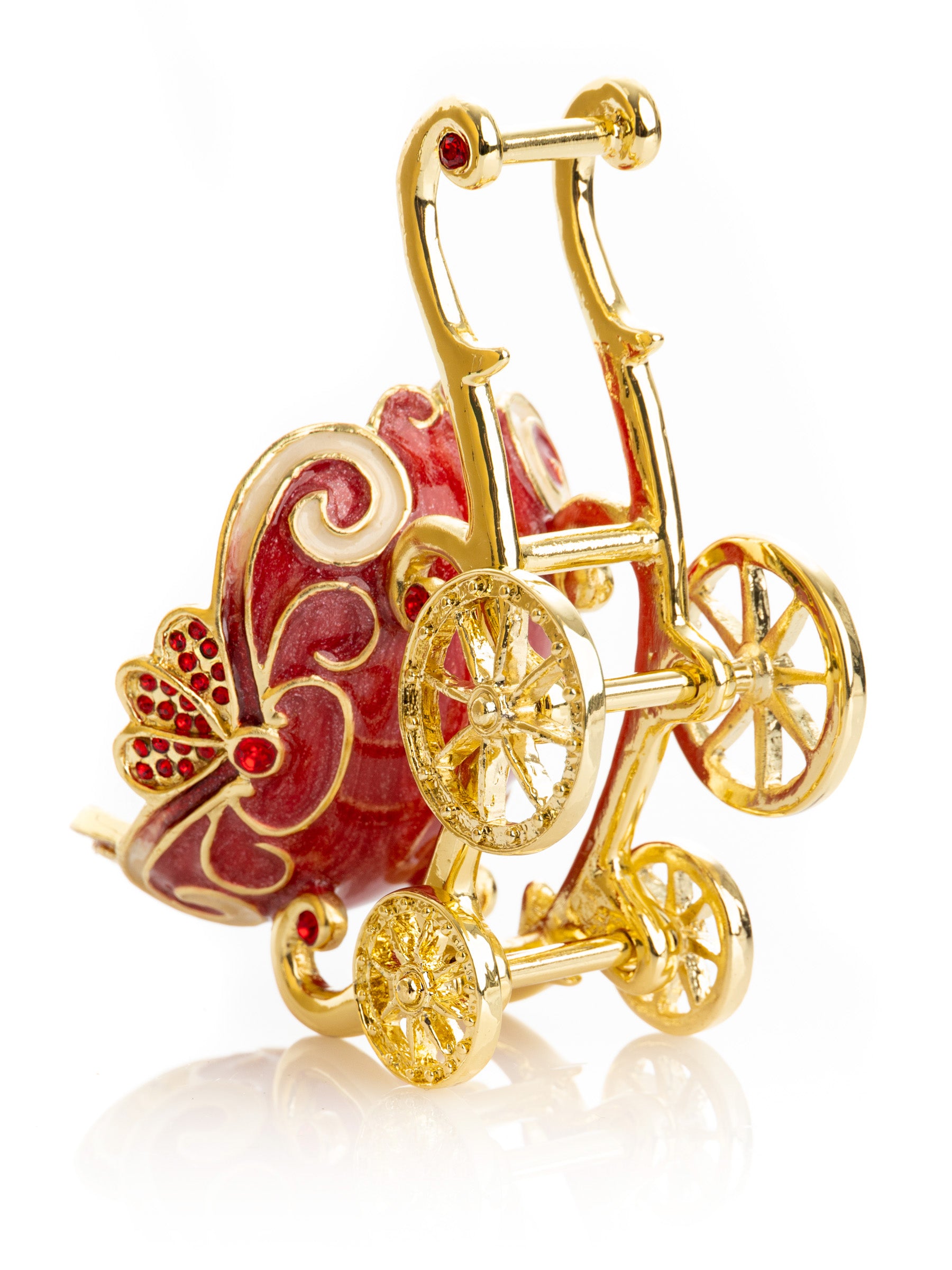 Keren Kopal Red vintage Baby Carriage Trinket Box stroller