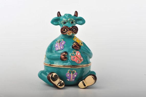Keren Kopal Turquoise Bull with Colorful Butterflies