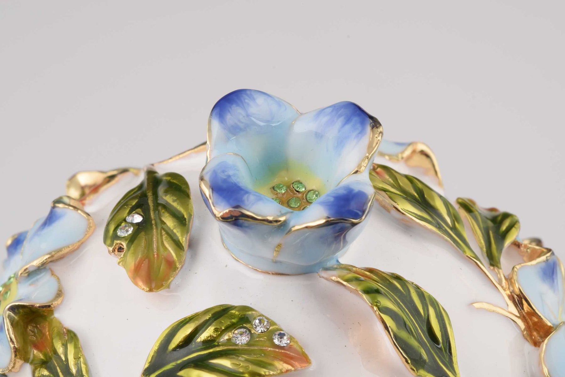 Keren Kopal White Faberge Egg with Flowers