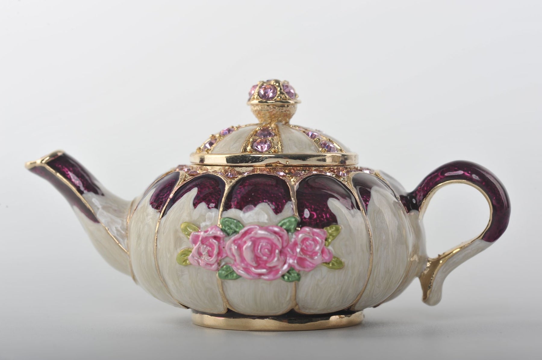 Keren Kopal White Teapot with Pink Roses