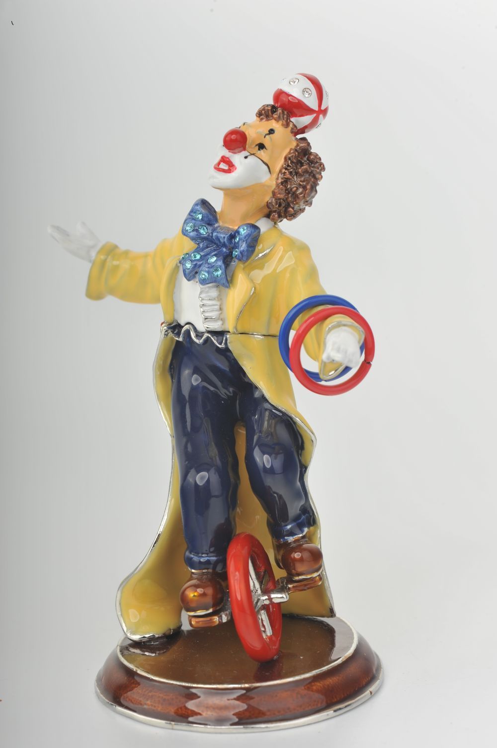 Keren Kopal Yellow Circus Clown Juggling on Unicycle