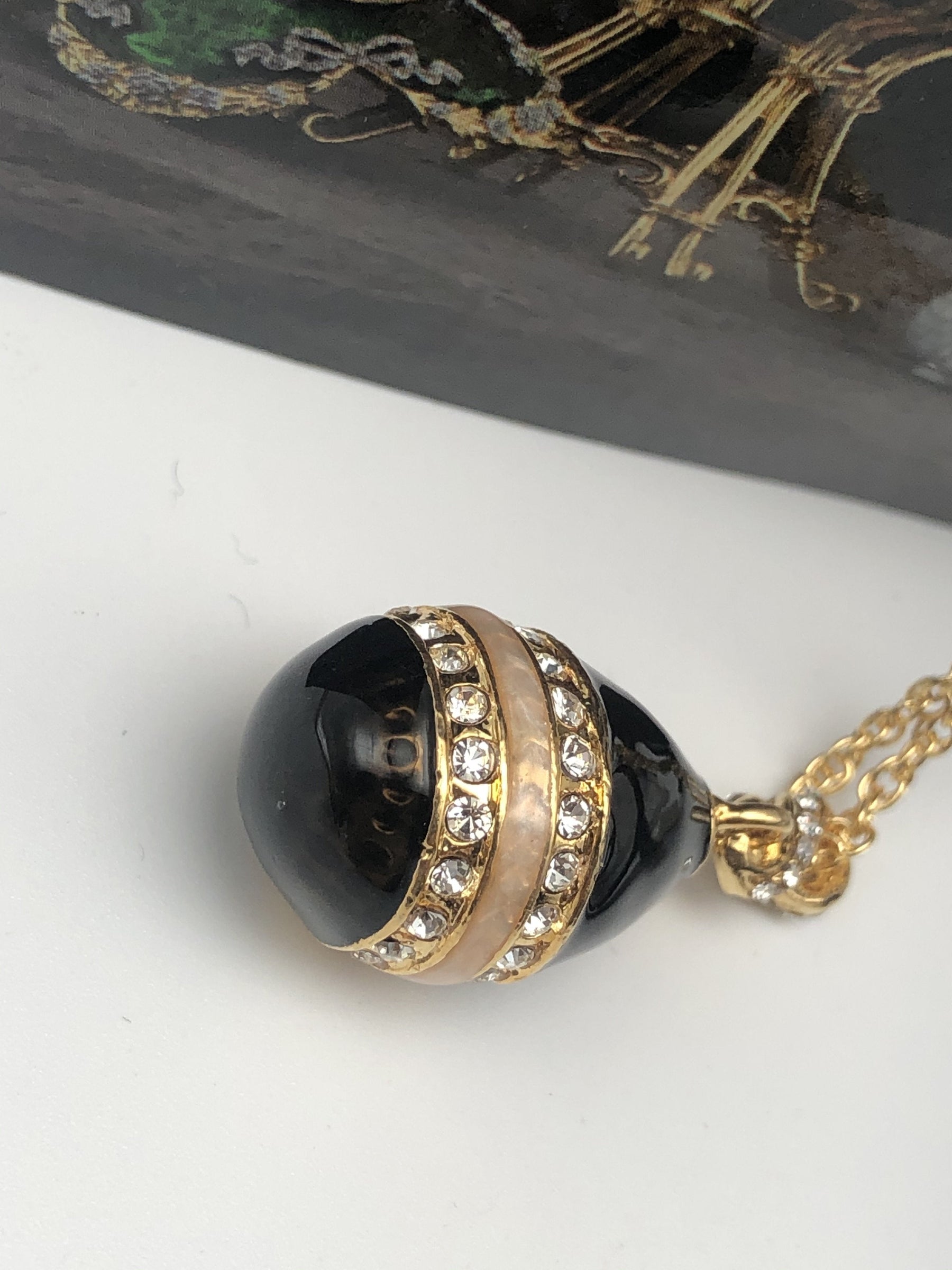 Keren Kopal Black & Gold Egg Pendant Necklace