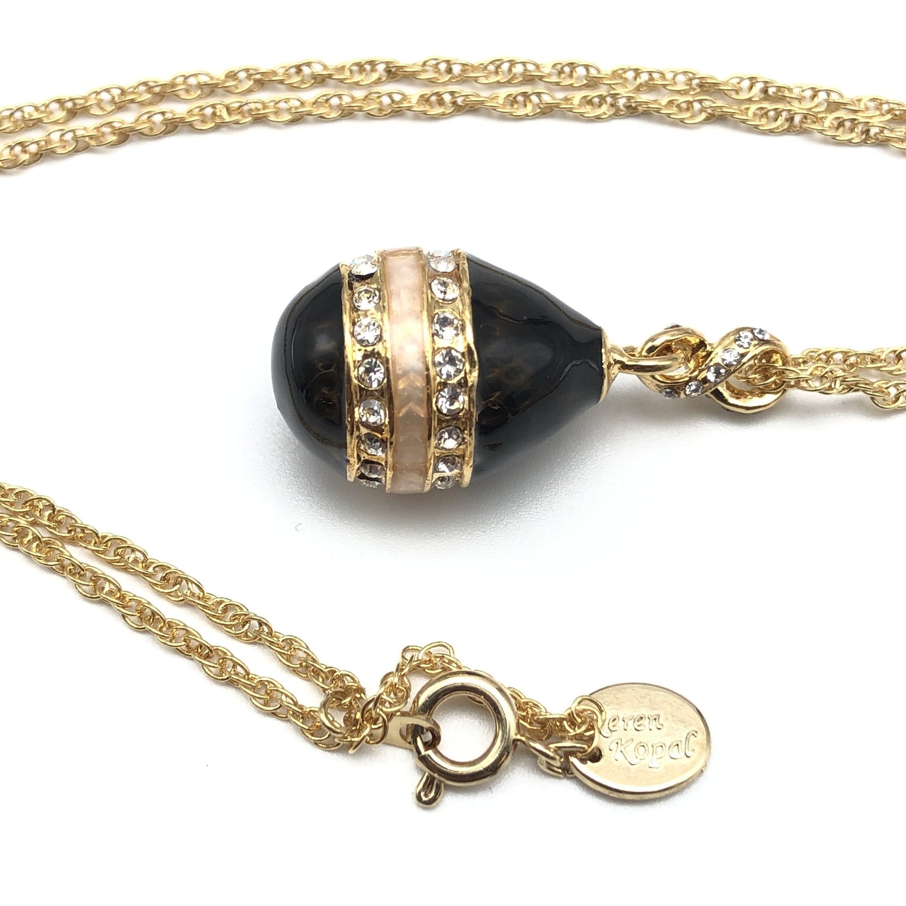 Keren Kopal Black & Gold Egg Pendant Necklace