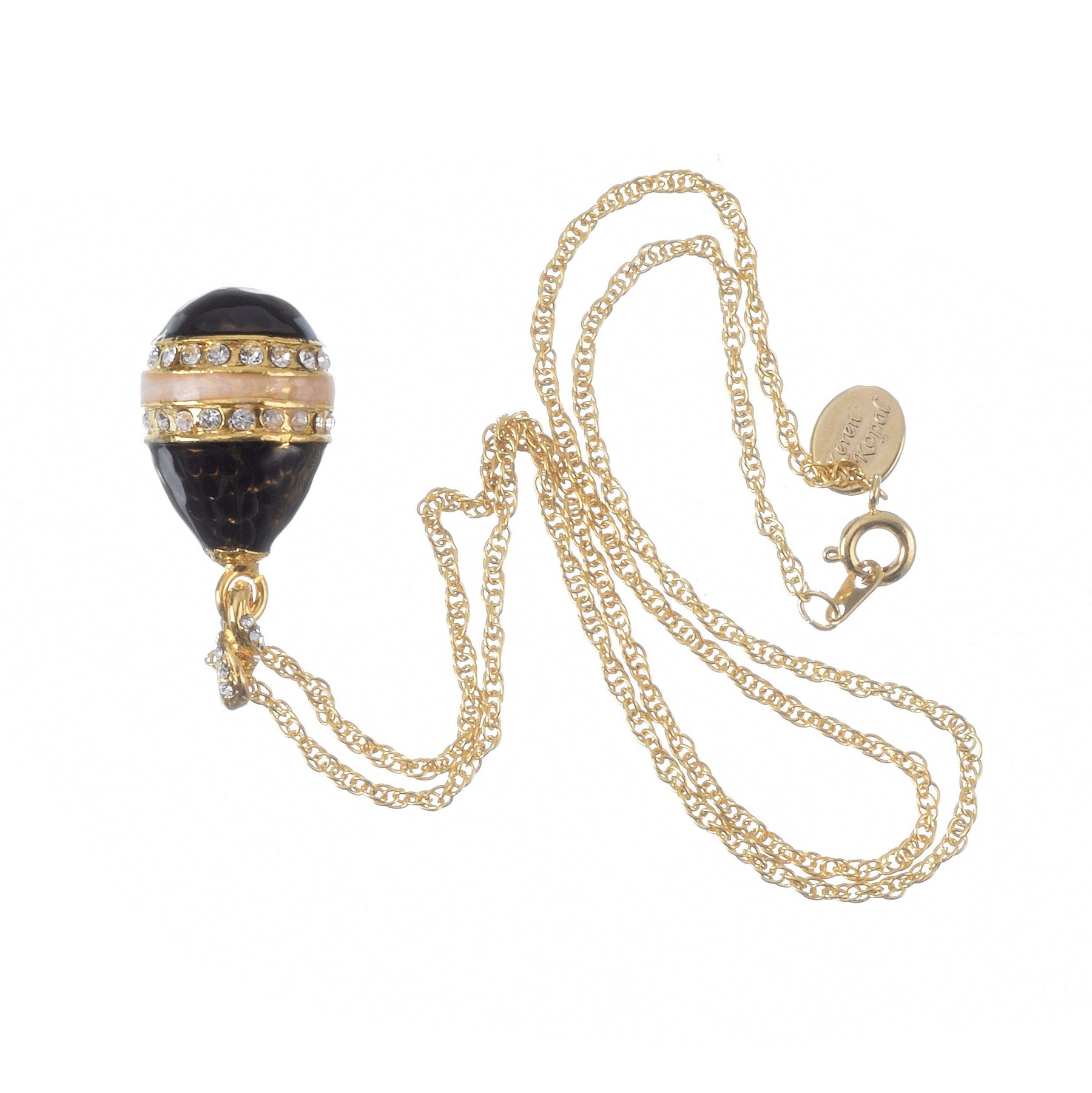 Keren Kopal Black & Gold Egg Pendant Necklace