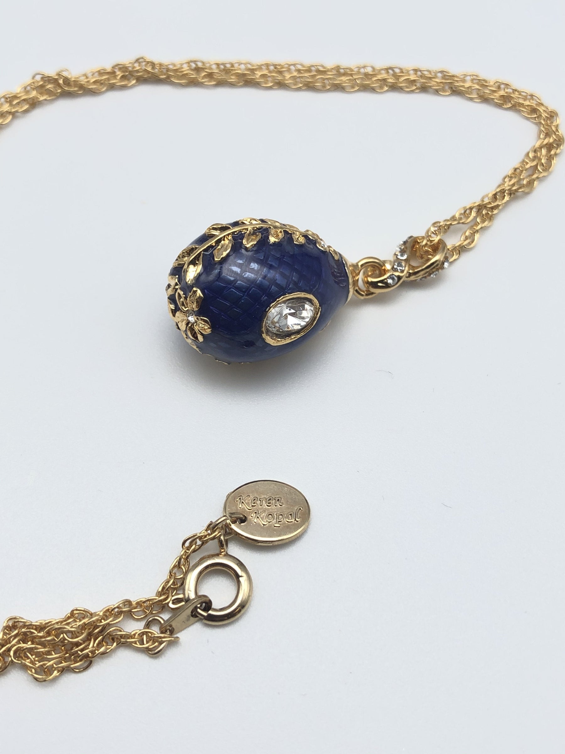 Keren Kopal Blue Egg Pendant Gold Necklace