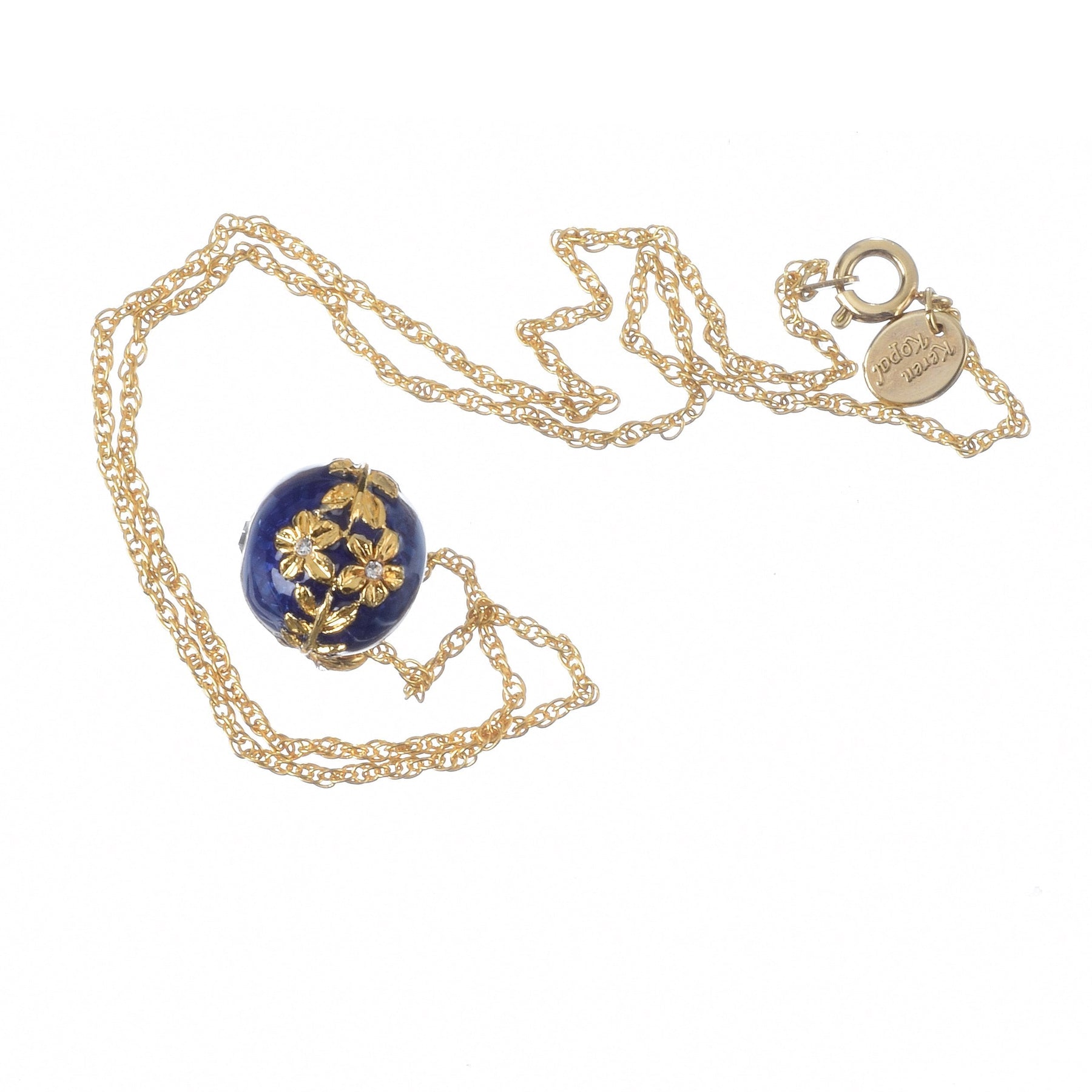 Keren Kopal Blue Egg Pendant Gold Necklace