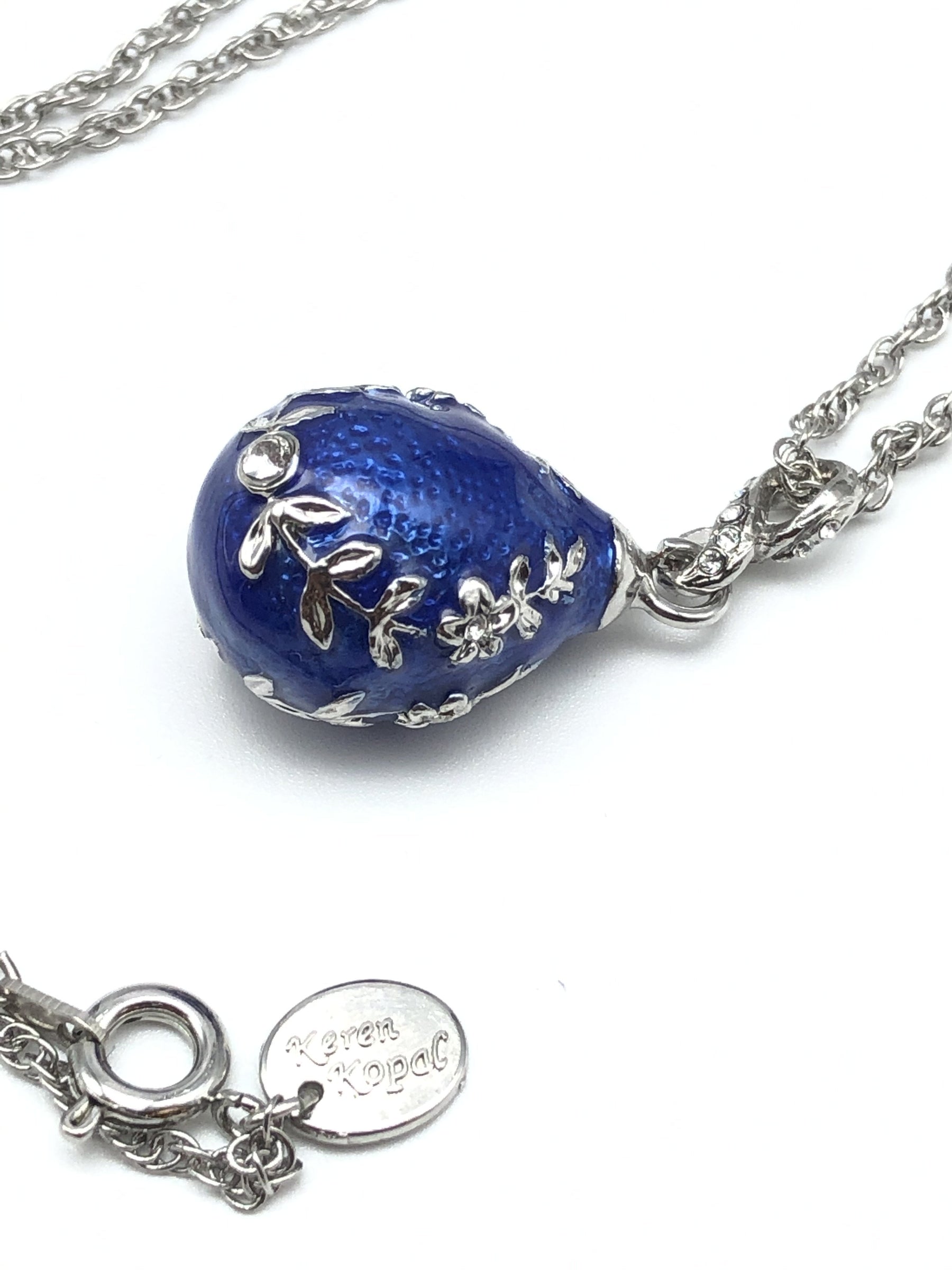 Keren Kopal Blue & Silver Egg Pendant Necklace