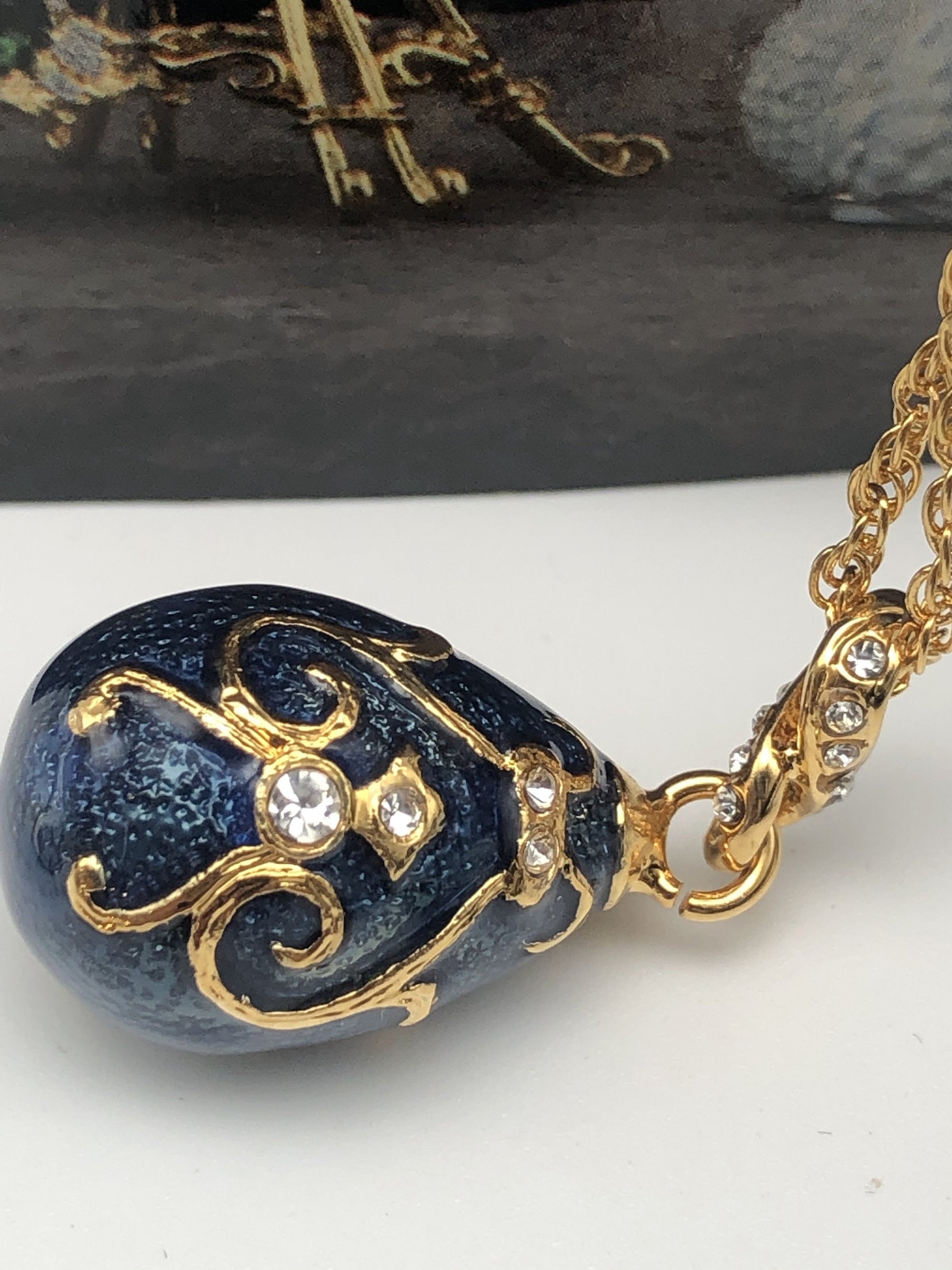 Keren Kopal Blue & Gold Egg Pendant Necklace