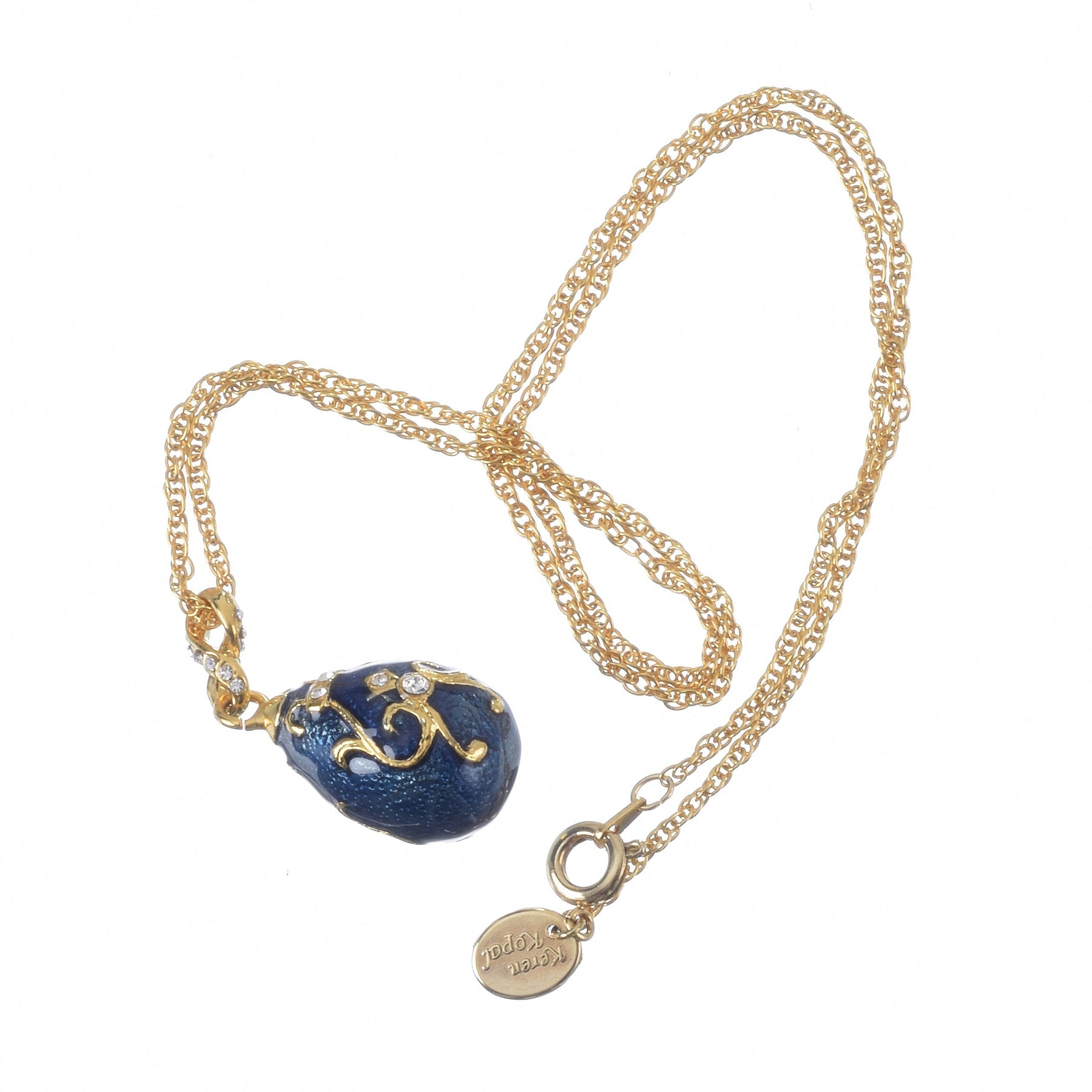 Keren Kopal Blue & Gold Egg Pendant Necklace