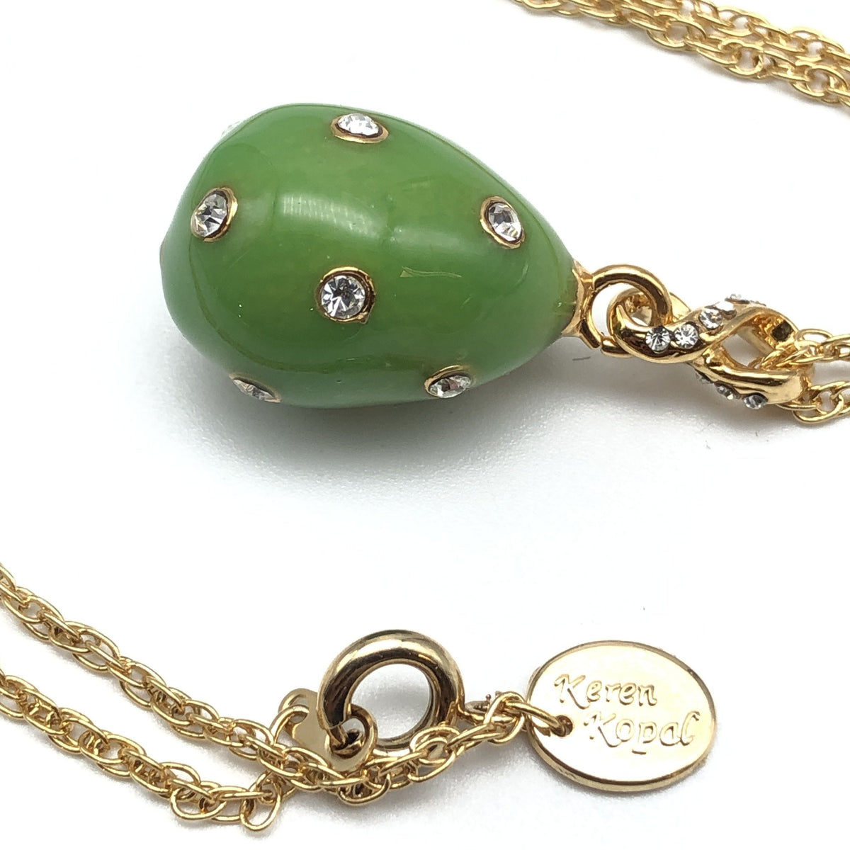 Keren Kopal Green Egg Pendant Gold Necklace