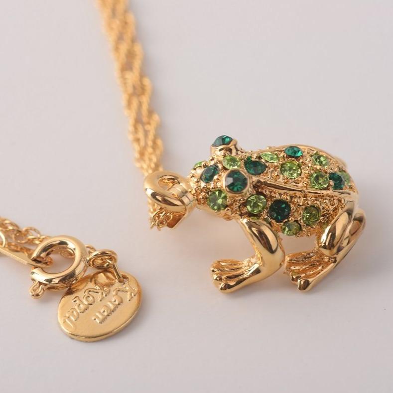 Keren Kopal Green Frog Pendant Necklace