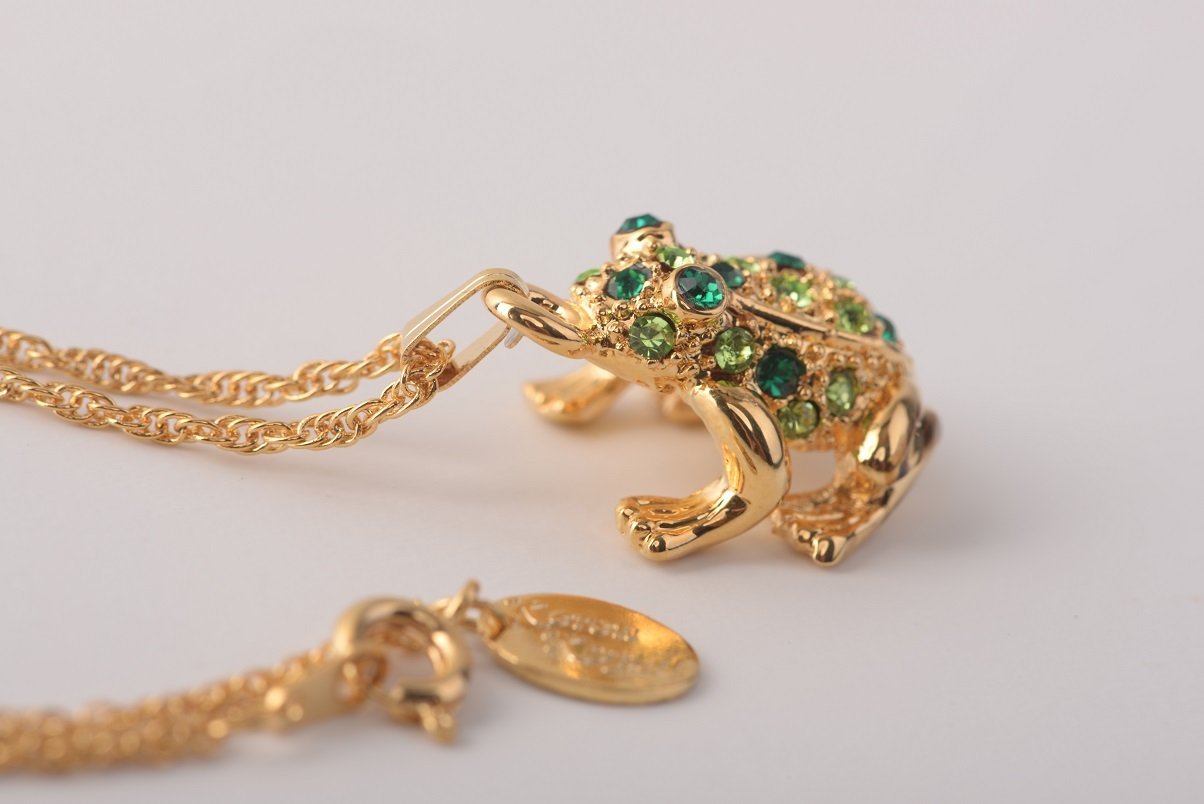 Keren Kopal Green Frog Pendant Necklace