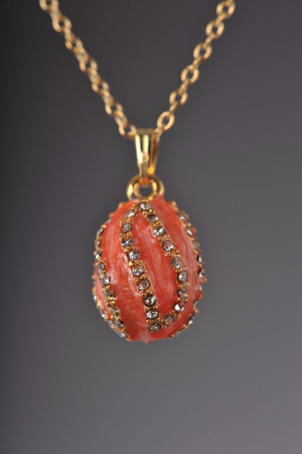 Keren Kopal Salmon Spiral Egg Pendant Necklace