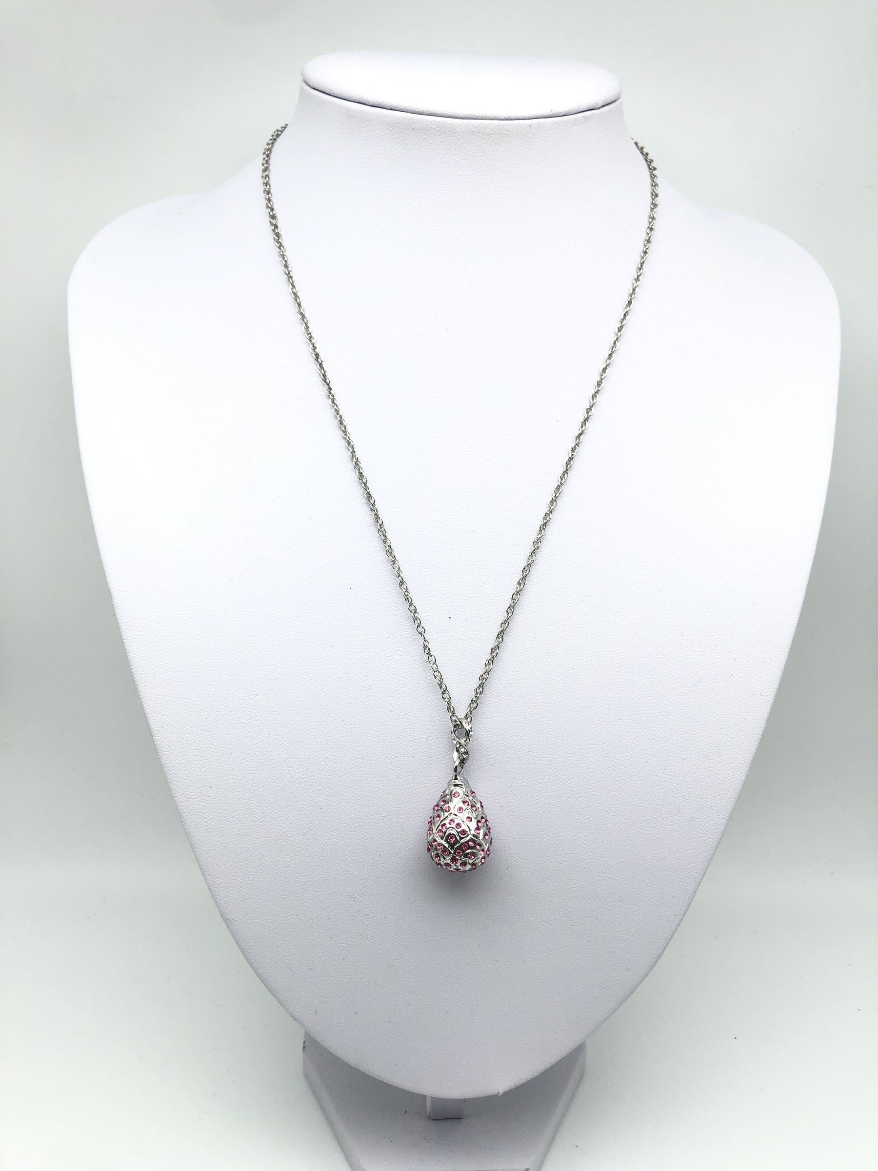 Keren Kopal Silver Egg with Pink Crystals Pendant Necklace