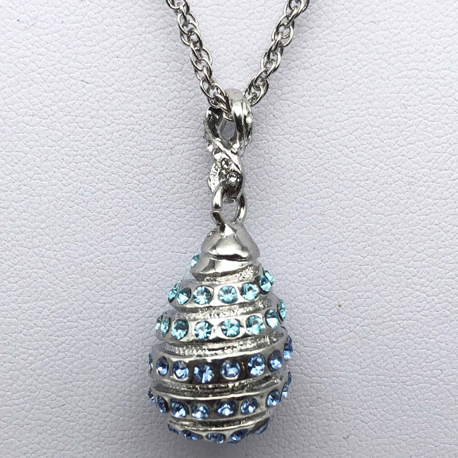 Keren Kopal Silver Egg with blue crystals Pendant Necklace