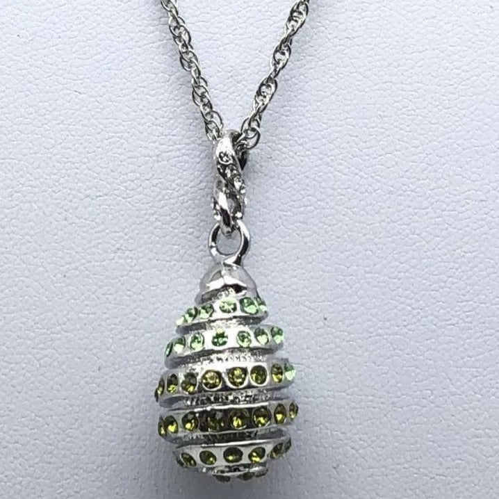 Keren Kopal Silver Egg with Green Crystals Pendant Necklace