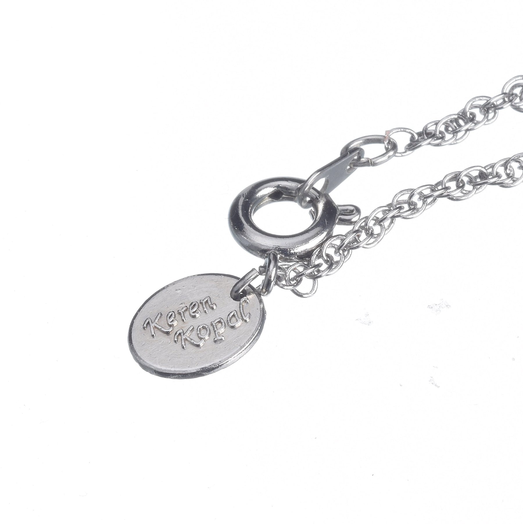 Keren Kopal Silver Egg with Green Crystals Pendant Necklace