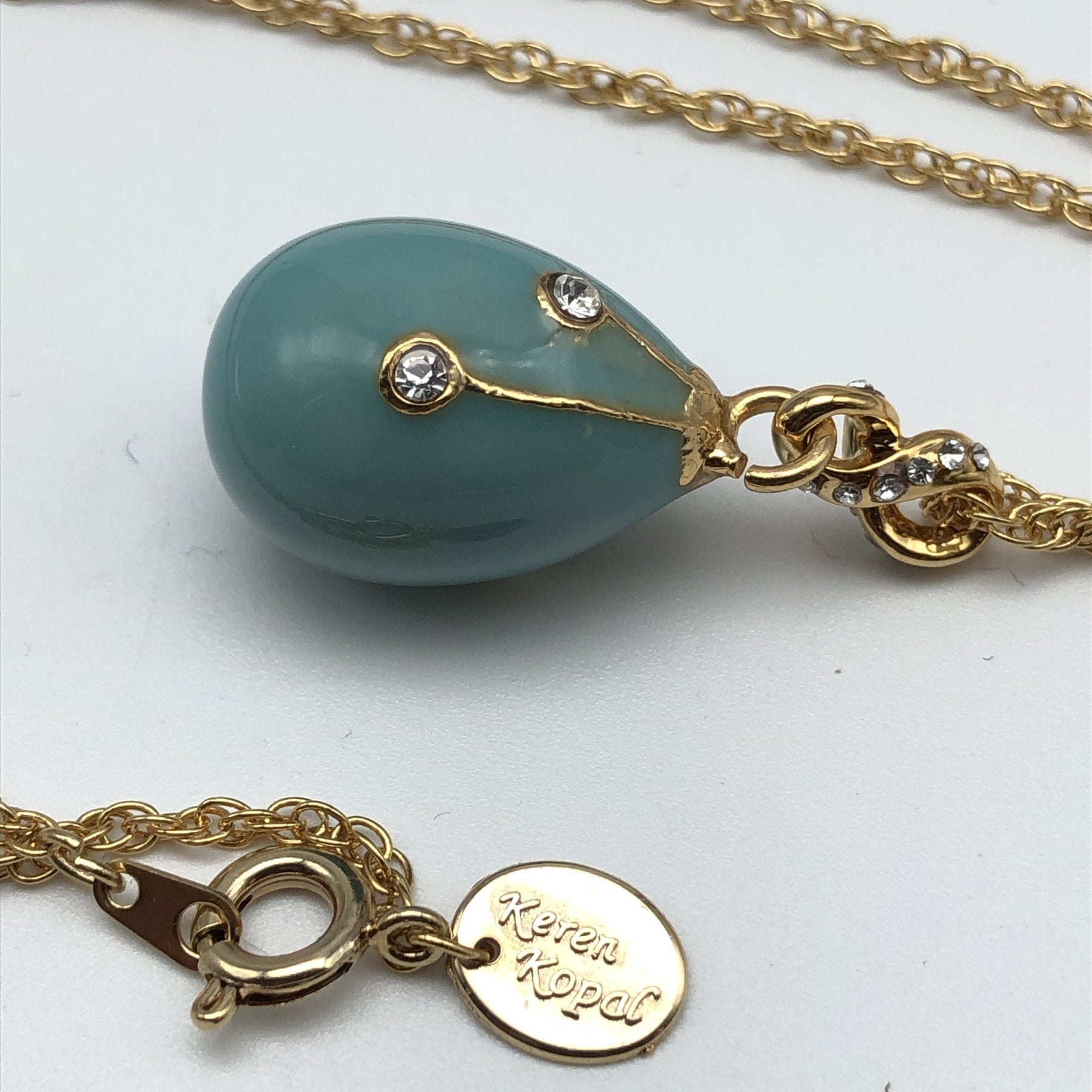 Keren Kopal Turquoise & Gold Egg Pendant Necklace