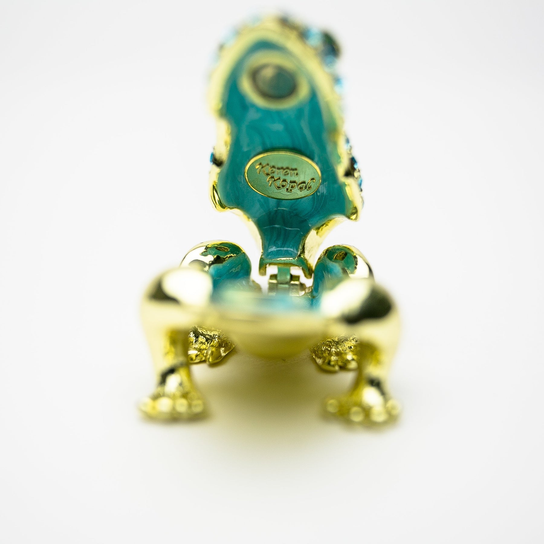 Keren Kopal Gold Frog Decorated with Blue Crystals